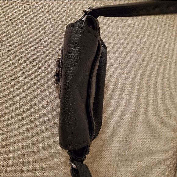 Brighton Jeweled Front Pebbled Leather Crossbody Purse - Picture 10 of 15